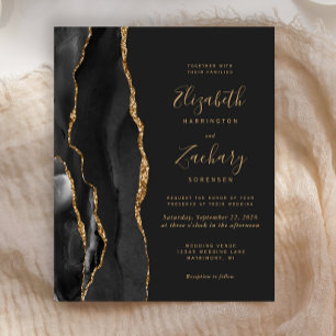 Papier Faire-part de mariage sombre Budget Black Gold Aga