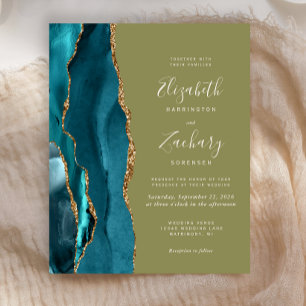 Papier Faire-part de mariage vert olive agate sarcelle do