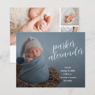 Papier Faire-part de naissance Collage photo élégant du b