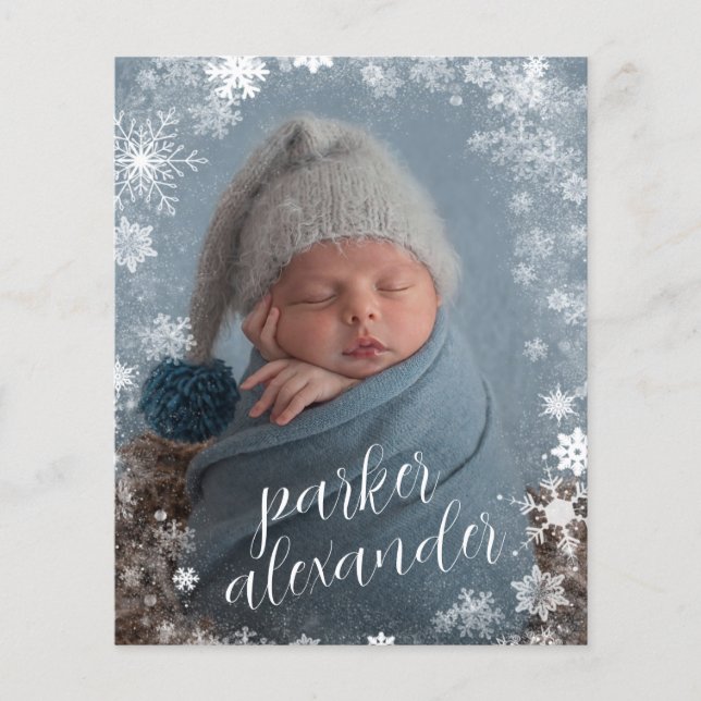 Papier Faire-part de naissance photo Budget Snowflakes (Devant)