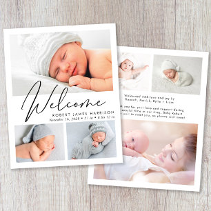 Papier Faire-part de naissance photo de bienvenue moderne