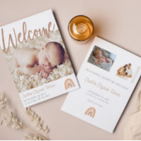 Faire-part de naissance photo minimaliste Boho Rai