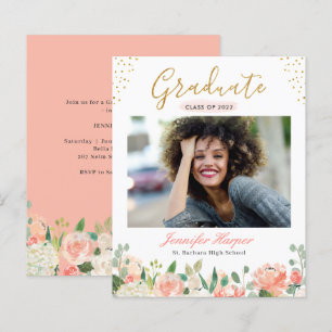 Papier Faire-part de remise de diplôme avec fleurs de cor