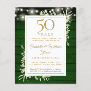 Papier Faire-part de verdure en bois pour le 50e annivers