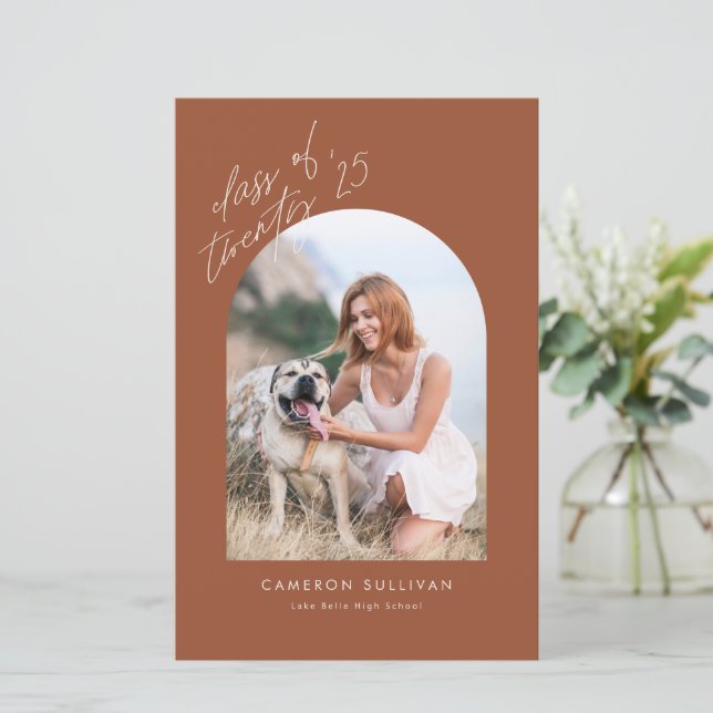 Papier faire-part d'obtention d'un diplôme en Arc de terr (Debout devant)