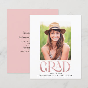 Papier Faire-part du Parti de Graduation Budget Pink Foil