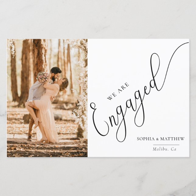 Papier Faire-part Fiançailles de script (Devant)