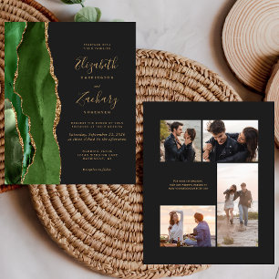 Papier Fairepart de mariage 4 photos Budget Hunter Green 