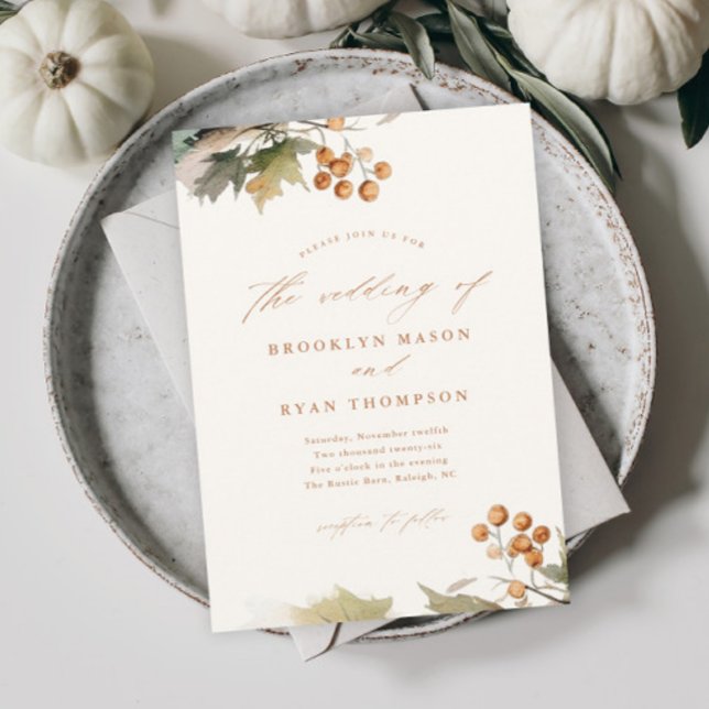 Papier Fairepart de Mariage pas Cher avec Feuillage de l' (Rustic fall wedding invitations.)