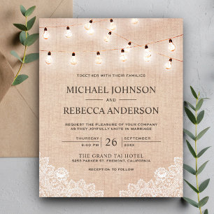 Papier Fairepart de mariage pas cher avec guirlande en to