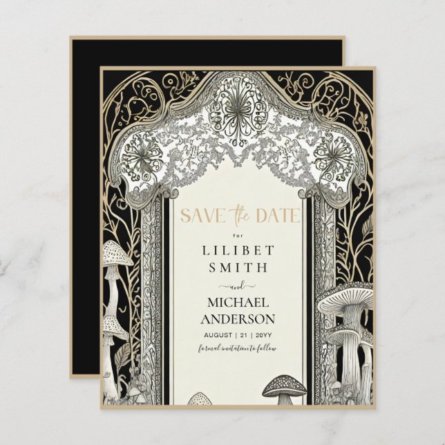 Papier FaireyCore Enregistrer la Date Noir Or Forêt de Bo (Devant / Derrière)