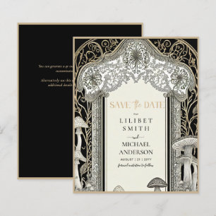 Papier Fairycore Enregistrer la date Black Gold Woodland