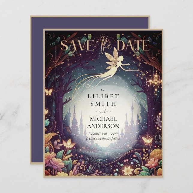 Papier Fairycore Enregistrer la date Fairytale Glow Up Fa (Devant / Derrière)