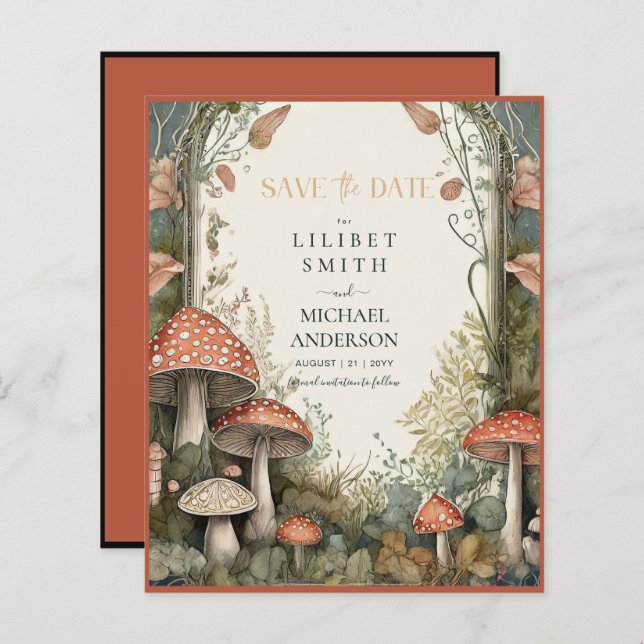 Papier Fairycore Sauvez la date Goblincore Champignons (Devant / Derrière)