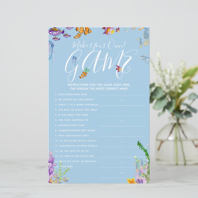 Papier Faites votre propre jeu sous le Baby shower marin (Debout devant)