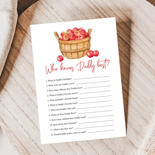 Papier Fall Apple Basket Baby Shower Who Knows Daddy Game (Apple Baby Shower Game)
