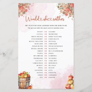 Papier Fall Apple Voudrait-Elle Plutôt Baby shower Jeu