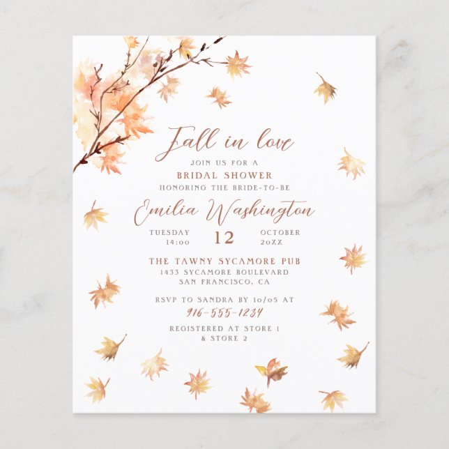 Papier Fall In Love | Budget Bridal Shower Invitation (Devant)