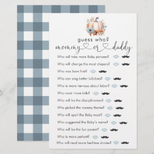 Papier Fall Little Citrouille Baby shower "Devinez Qui" J
