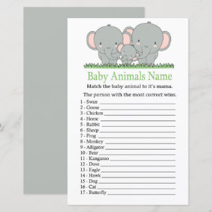 Papier Famille éléphant Bébé Animaux Nom Jeu