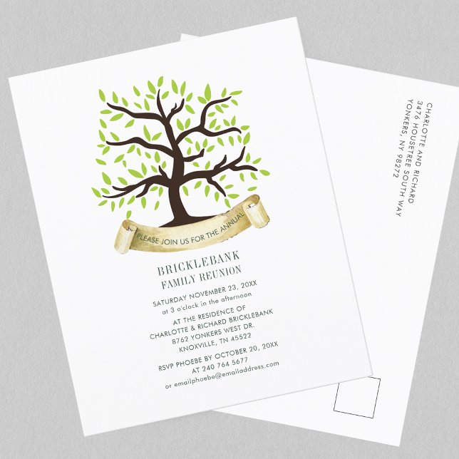 Papier Famille Réunion Genealogic Arbre Moderne Invitatio (Family Reunion Genealogy Tree Modern Invitation)