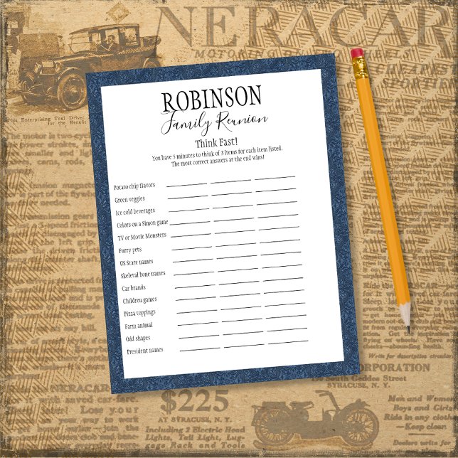 Papier Family Reunion Think Fast Game (Créateur téléchargé)