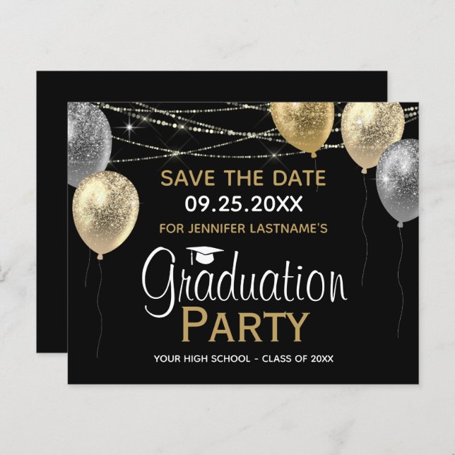 Papier Fancy Graduation Party Enregistrer la date Invitat (Devant / Derrière)