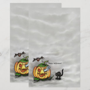 Papier Fantôme, Chat, Chat et Citrouille, Bonne Halloween