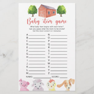 Papier Farm - Baby Item Jeu. Jeu baby shower