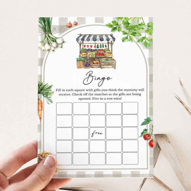 Papier Farmers Market Cultivé Localement Bingo Bingo Jeu (Farmers Market Baby Shower Bingo Game)