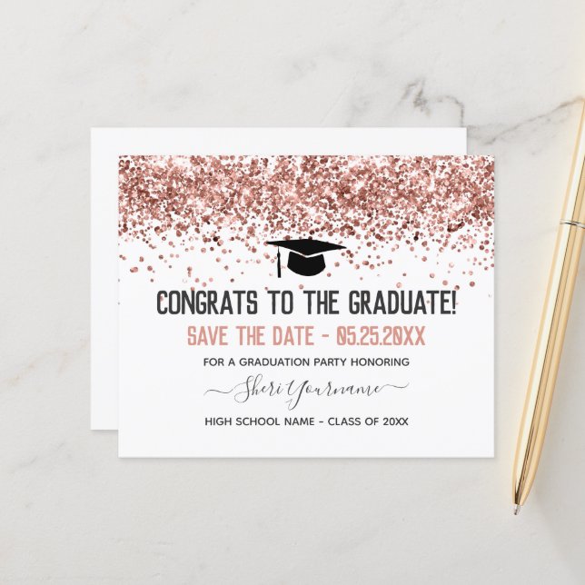 Papier Faux Parties scintillant Graduation Party Enregist (Devant/Arrière en situation)