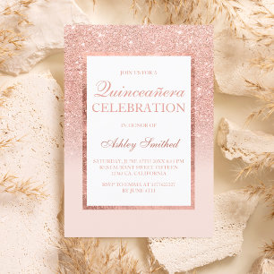 Papier Faux rose gold glitter elegant budget Quinceañera