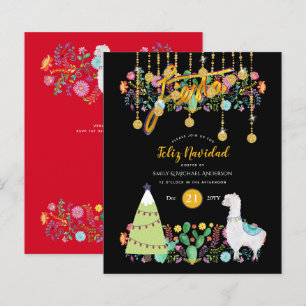 Papier Feliz Navidad Fiesta Invitation Folk BUDGET Fleurs