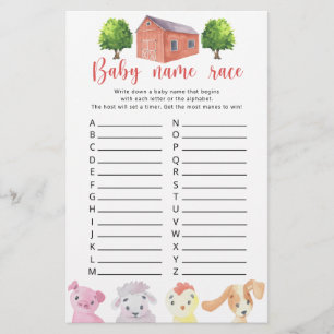 Papier Ferme - Jeu de course de nom de bébé
