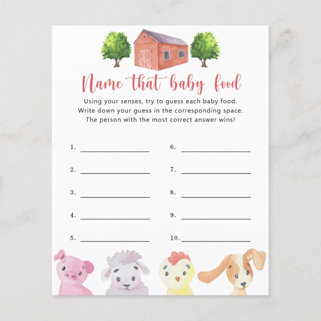 Papier Ferme - Nom de bébé Alimentation jeu de douche (Devant)