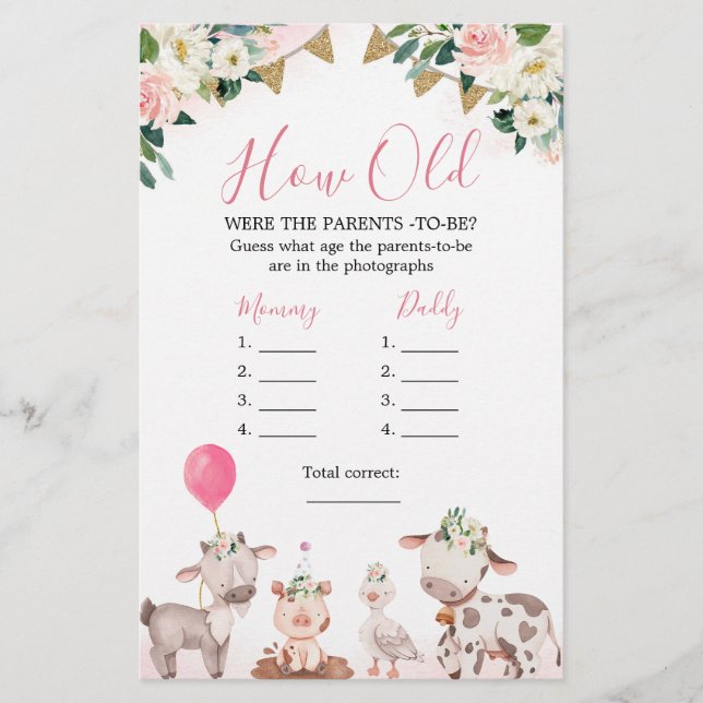 Papier Ferme Rose Fille Quel Âge Les Parents (Devant)