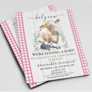 Papier Ferme Saint-Vache Baby shower de veau En vichy PIn