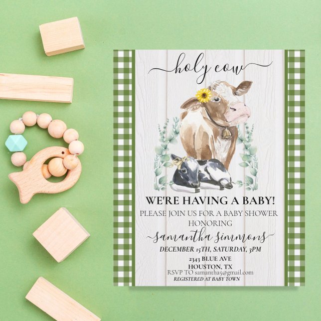 Papier Ferme Saint-Vache Baby shower de veau En vichy ver (Créateur téléchargé)