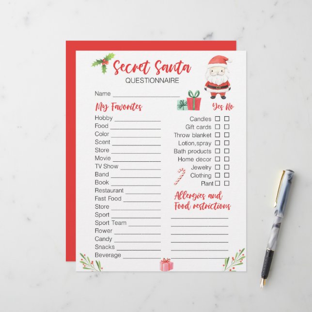 Papier Festif Noël Secret Père Noël Holiday (Devant/Arrière en situation)