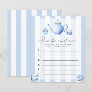 Papier Fête à thé bleu Baby shower Devinez le doux désord