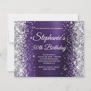Papier Fête d'anniversaire 50 ans Paillettes Argent Viole