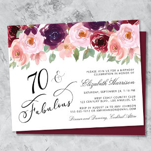 Papier Fête d'anniversaire 70 ans Budget Floral Bourgogne