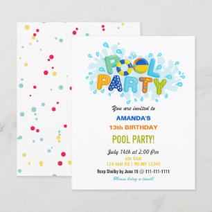 Papier Fête d'anniversaire amusante de piscine en été 