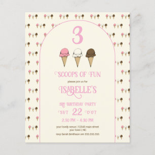 Papier Fête d'anniversaire Budge 3 Scoops of Fun 3 ans 
