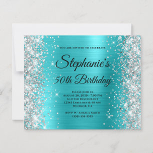 Papier Fête d'anniversaire de 50 ans Bleu Turquoise Paill