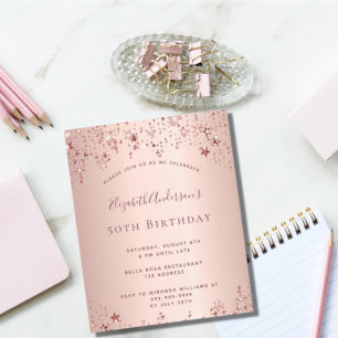 Papier Fête d'anniversaire rose gold étoiles saupoudrées
