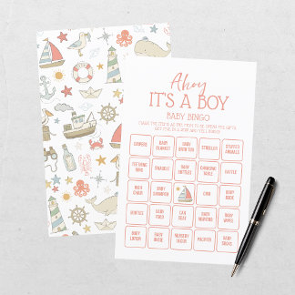 Papier Fête de Bébé Garçon Marin Bingo