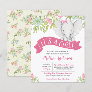 Papier Fête de Naissance Fleurie Éléphant Fille Budget