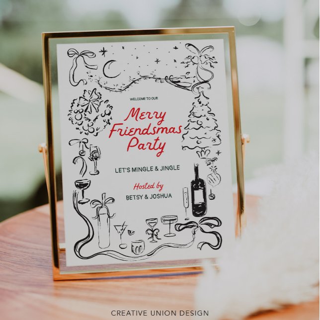 Papier Fête de Noël chez les amis dessinés à la main Bien (Créateur téléchargé)