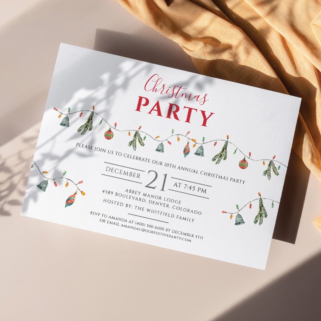 Papier Fête de Noël Invitation Budget moderne (Minimalist Elegant Christmas Party Invitation)